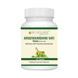 Bio Resurge Arogyavardhini Vati bottle with 60 tablets for liver function and metabolism